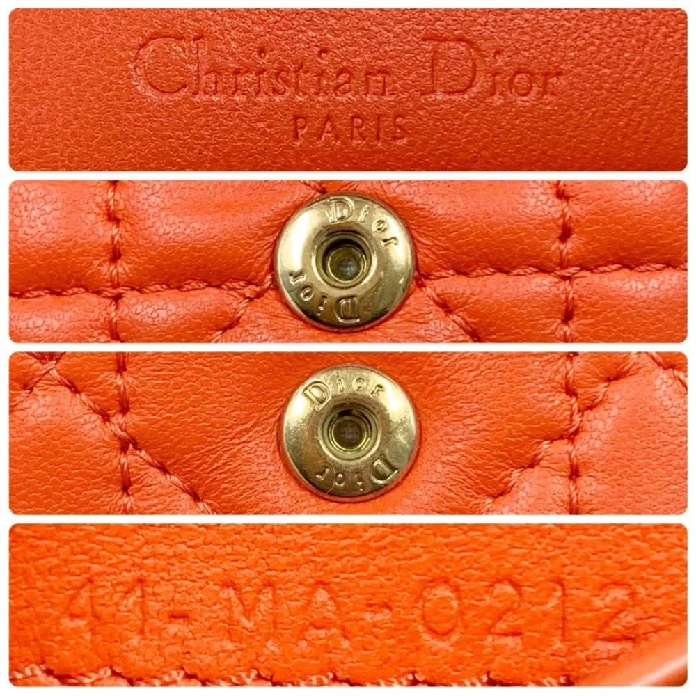 Dior Orange Quilted Wallet